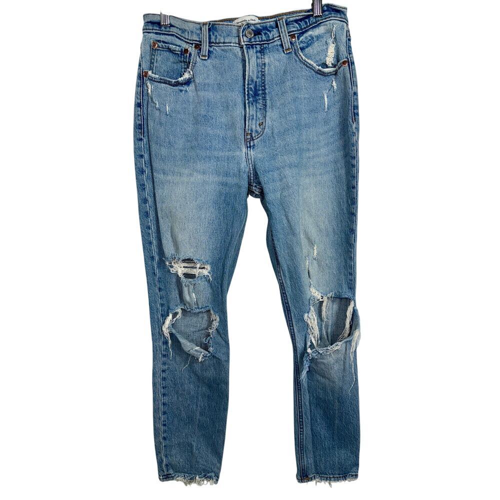 Abercrombie & Fitch Skinny High Rise Blue Denim Distressed Jeans Women Size 29 8